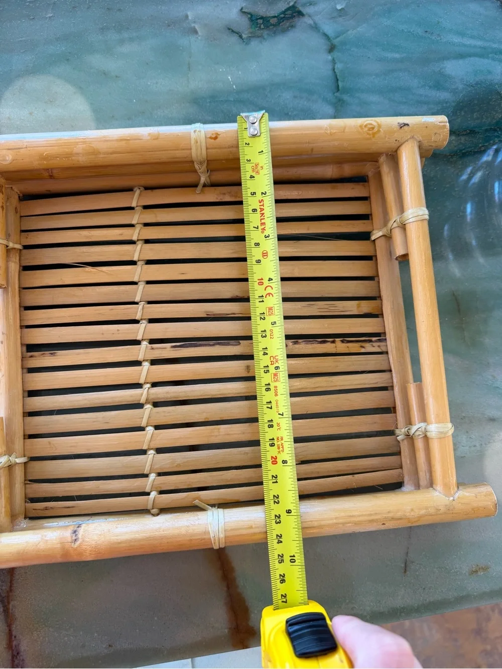 Vintage MCM Handmade Bamboo Serving Tray - Honey Tan